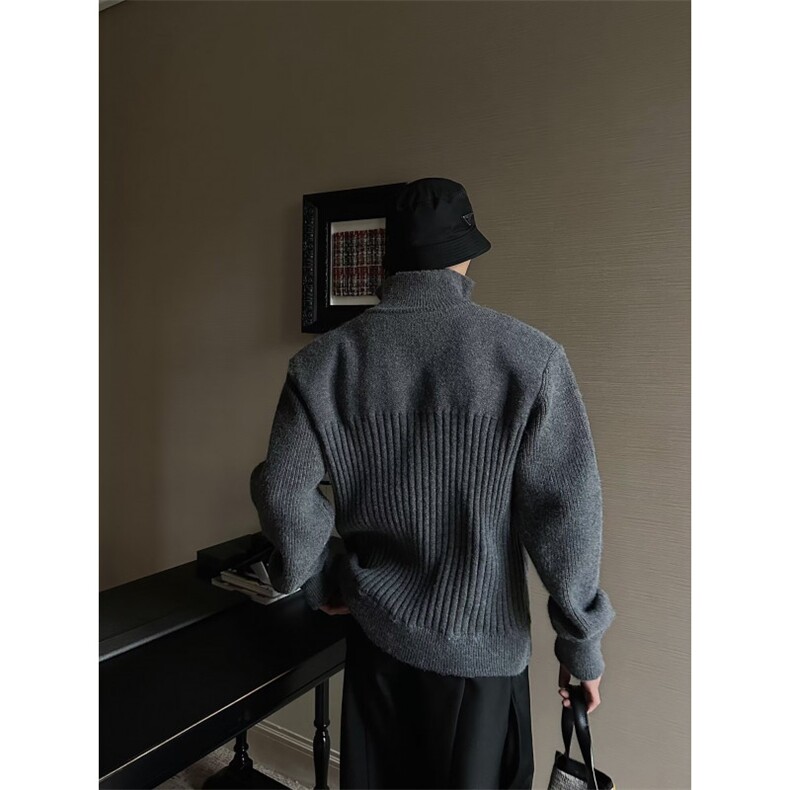 JY133-P58开衫毛衣美式复古休闲慵懒风针织衫男纯色外套网图,男装针织衫/毛衣,星座1501-3