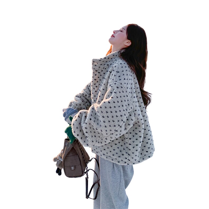 新款现货羊羔毛夹棉外套2C007-518-P195-K288,女装棉衣/棉服,2C007