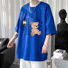 HT73194-P22华夫格t恤男短袖男大码五分袖短句风，男装T恤，电商A040