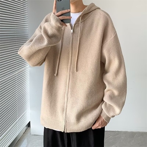 春秋潮流常规带帽休闲长袖宽松型美式复古连帽开衫毛衣ins潮M281图片
