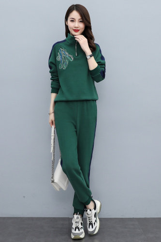 休闲运动套装女韩版新款绣花春秋洋气质宽松显瘦卫衣跑步两件套潮,女装套装/套裙,凯瑟曼