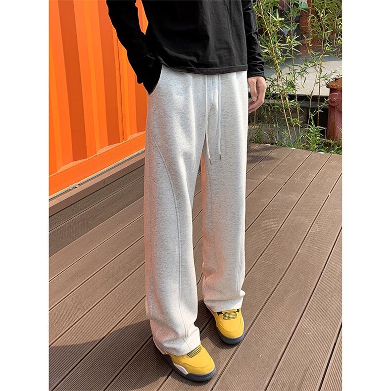 高克重350g曼巴棉解构拼接大码百搭拖地休闲裤男K24038-特P40控78,男装休闲裤,电商A001-1