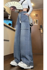 A1155TP50控70-秋季新款复古工装牛仔裤男高级感裤子美式微喇裤，男装牛仔裤，电商B241