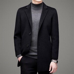 澳洲羊毛双面呢羊毛呢子秋冬中年男毛呢大衣外套MNSA2285-P480，男装风衣，电商B212（原钱塘6029）