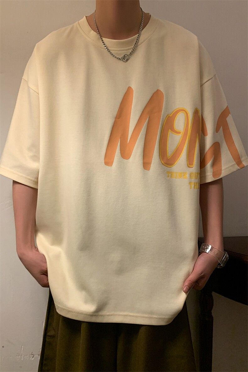短袖男港风暖光夏季休闲百搭字母圆领T恤男上衣TC3133-P25,男装T恤,星座717