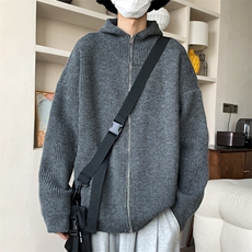 秋冬加厚加绒连帽开衫毛衣慵懒风针织衫外套M600-p75，男装针织衫/毛衣，星座1212