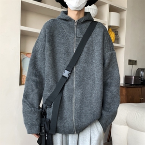 秋冬加厚加绒连帽开衫毛衣慵懒风针织衫外套M600-p75图片