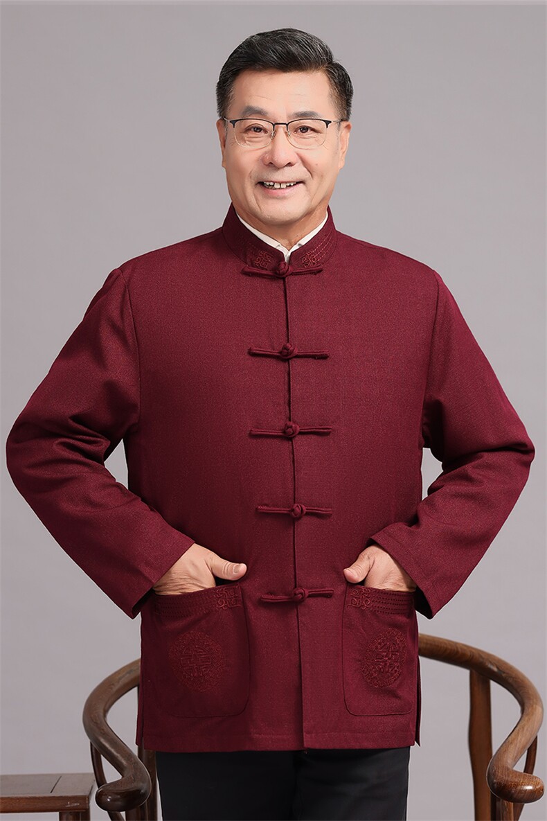 主推春款棉麻中老年风唐装外套男中式复古盘扣爷爷过生日外套,男装民族服装,钱塘723