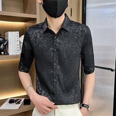 507A-CS501-P48夏季时尚男士薄款青年碎花七分袖衬衣中袖衬衫，男装衬衫，星座507A（原星座306B-2）