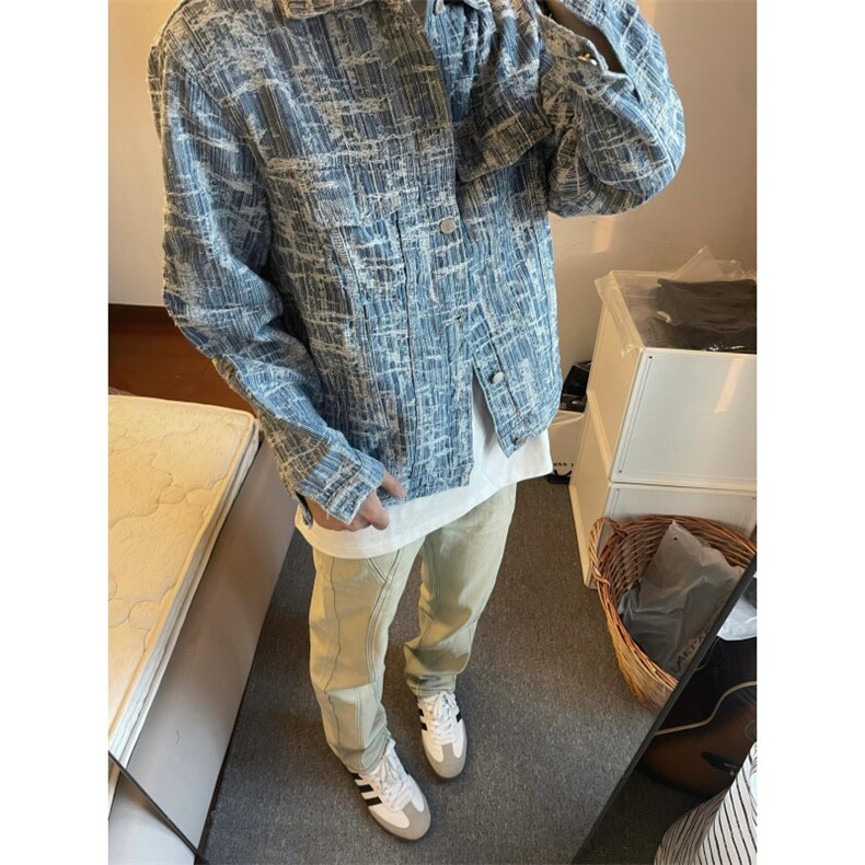 【有货】破坏线条牛仔外套男款潮牌高级感工装夹克TY861LL-特P70,男装夹克,星座1007（原301D）