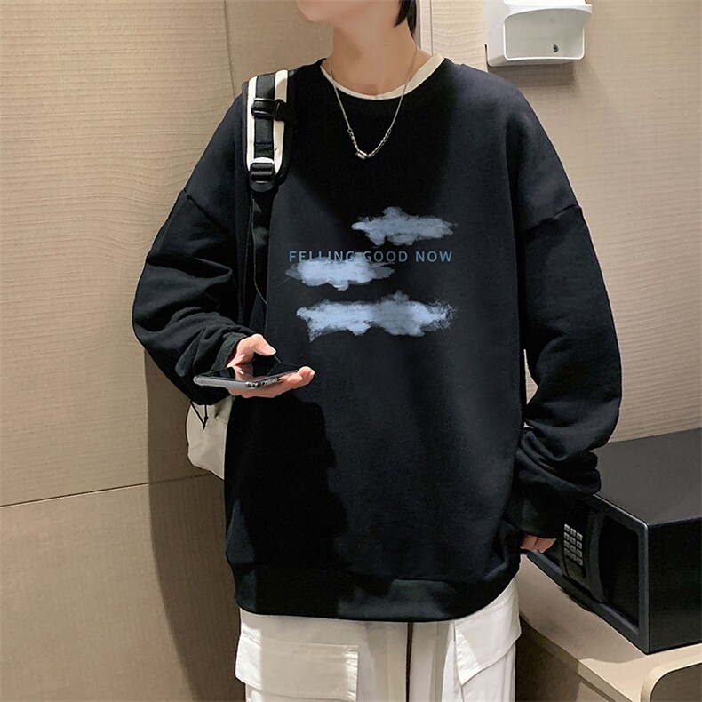 S6143-P28 加绒款-P33 秋季圆领卫衣男大码韩版宽松长袖外套图片