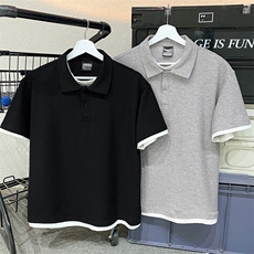 假两件短袖polo领男款设计感翻领上衣时尚百搭简约t恤YW141P45，男装T恤，星座1013-1