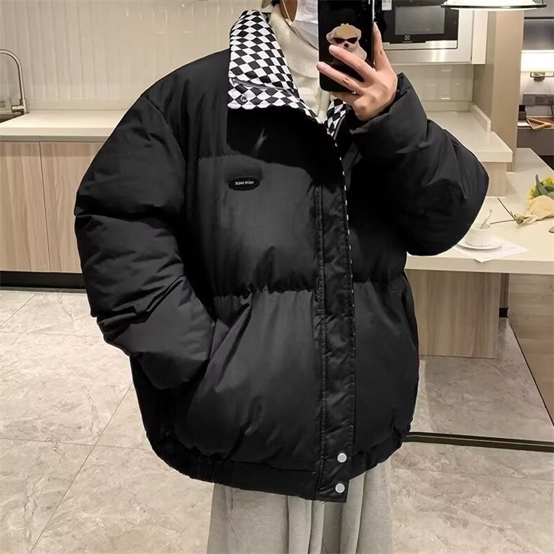 ins港风情侣棋盘格棉衣冬季潮牌韩版潮牌bf面包服男MR03-P75,男装棉衣,星座1109-3
