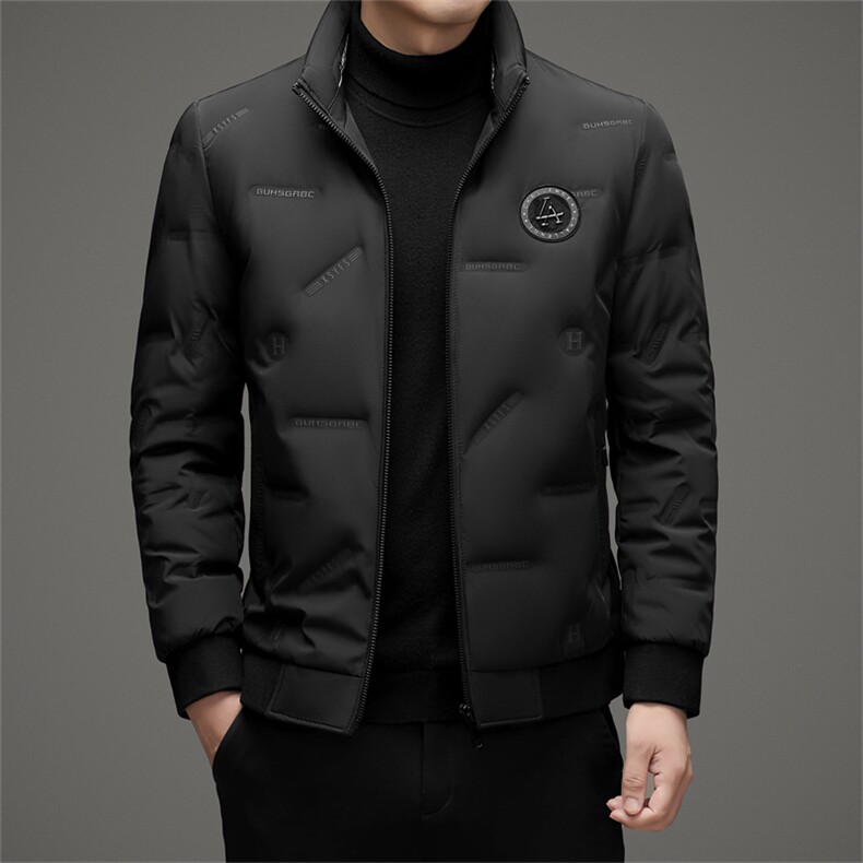 高级感羽绒服男2024年冬季新款加厚无帽立领短款保暖冬装外套潮流,男装羽绒服,电商B212（原钱塘6029）