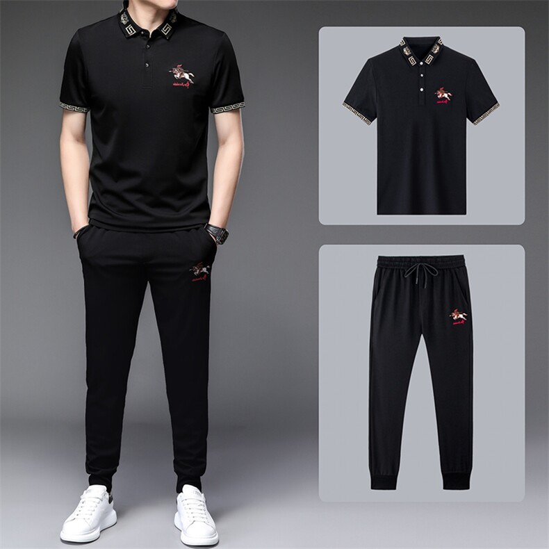短袖男夏季t恤套装休闲运动半袖衣服男装潮流T恤卫衣冰丝,男装休闲套装,电商B212（原钱塘6029）
