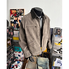 灰色底特律工装夹克拼接翻领棒球服外套JK7291特P85，男装夹克，星座908-1