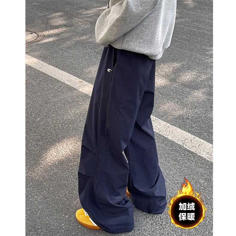 K858-加绒P65常规P45男宽松直筒休闲裤加绒加厚百搭休闲阔腿裤，男装休闲裤，电商B327