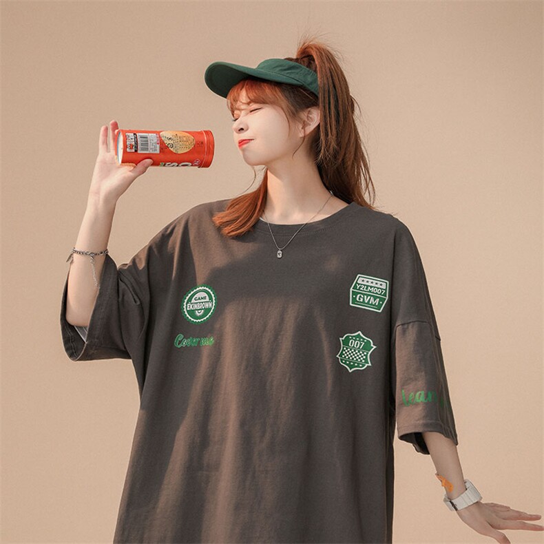 1中性风港风日系休闲情侣大码潮风短袖T恤DT7638P30控45,男装T恤,星座226-2