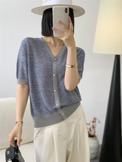 2025年春季时尚百搭通勤简约假开衫，女装T恤，晨旭羊绒