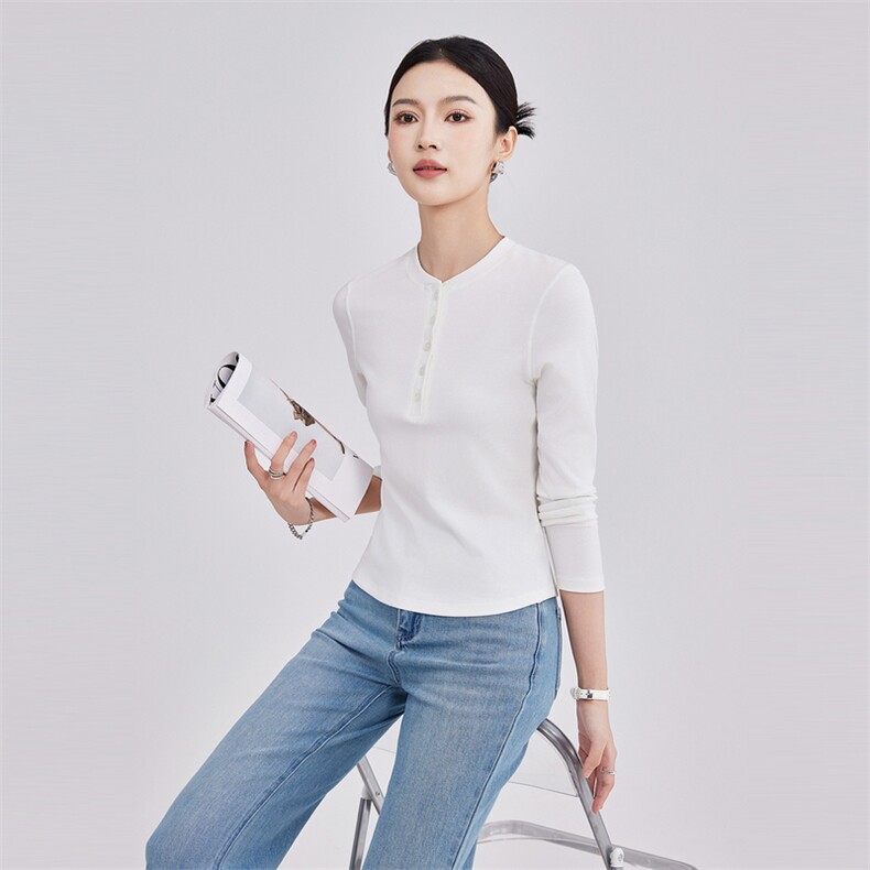 2025年秋季新款莫棉针织女士长袖上衣时尚休闲通勤百搭,针织衫/毛衣,硕诚羊绒