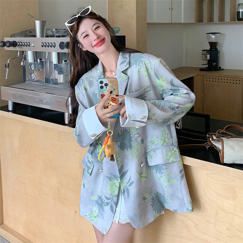 中长款阔形印花西装外套女2C317A-8525-P165-K238,女装西装,2C317A