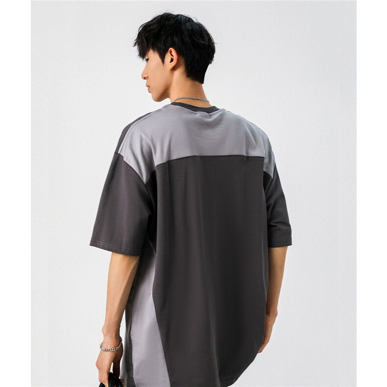 凉感双色拼接设计羽毛球球服大码M-5XL短袖T恤男DX78029P50控78,男装T恤,星座227-7