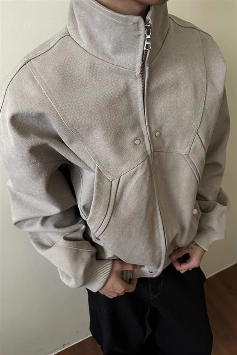 水洗帆布夹克cleanfit百搭解构立领工装外套JK981特P89,男装夹克,星座908-1