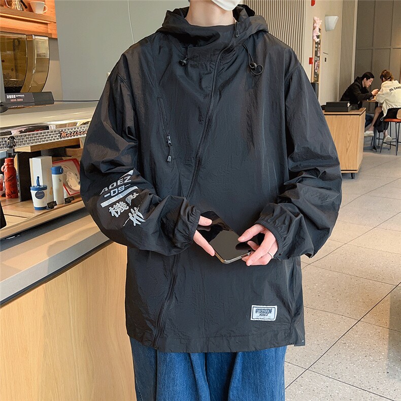 防晒衣男韩版潮流连帽字母印花高街帅气2026夏季ins外套W4799-P39，男装防晒衣，星座412