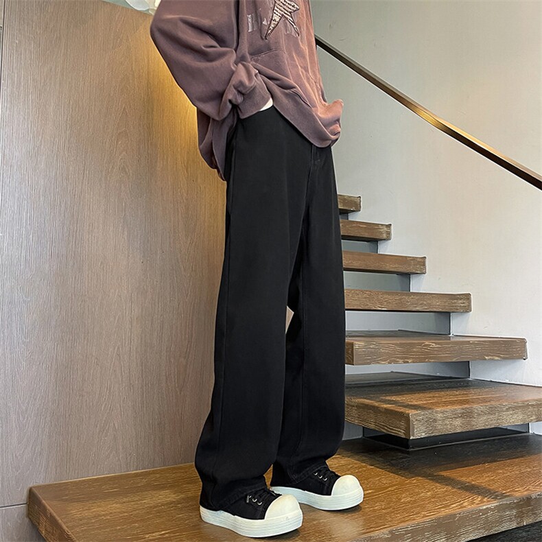 水洗做旧牛仔裤男款春秋美式高街潮牌微喇直筒裤子KZ008P60加绒70，男装牛仔裤，电商B312