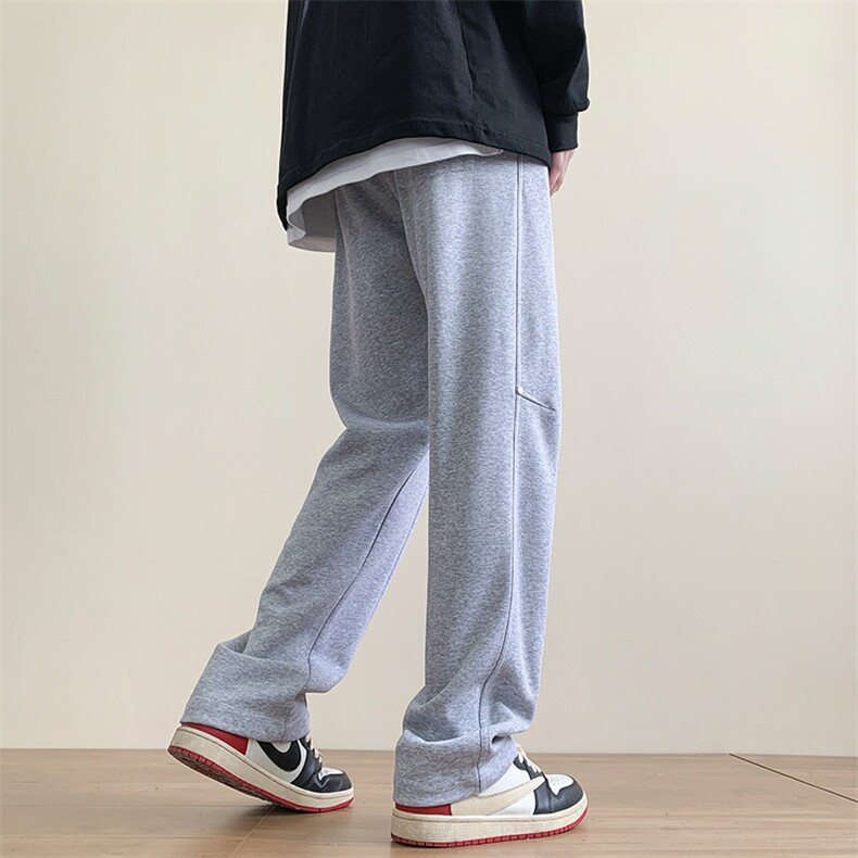 港风秋冬长裤美式高街卫裤宽松休闲针织拖地卫裤K23308-P40控58,男装休闲裤,星座717