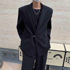 高级感金属扣西装外套男韩系痞帅宽松休闲西服2381-P115，男装西服套装，星座512-1（原513-3）