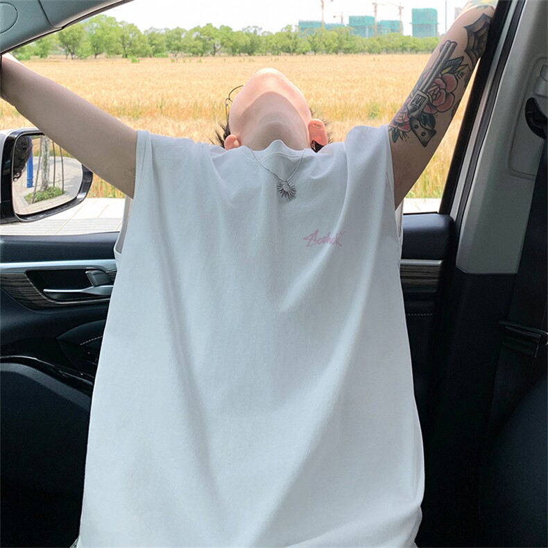 可48小时发货支持抖音得物来样二开240克重磅美式纯棉背心无袖t恤,男装T恤,电商A486-1