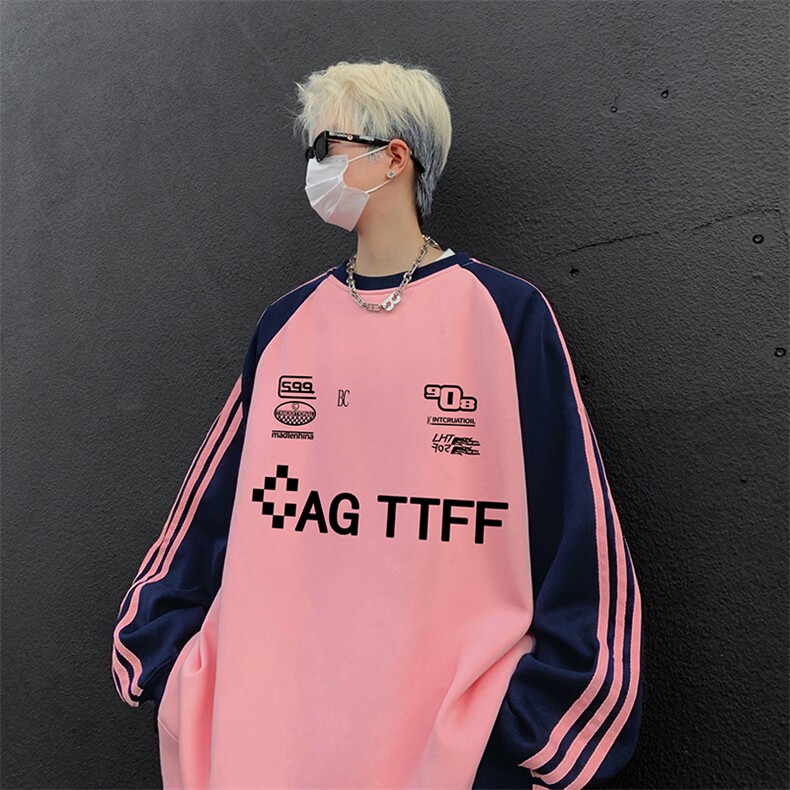 抖音得物供货提供视频秋冬重磅美式宽松织带圆领卫衣0742,男装卫衣,电商A486