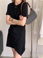 香丽迪2022年夏季新款拼接连衣裙女针织短袖圆领修身高腰，女装连衣裙，香丽迪1