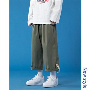 2021春季新蓝底蒙马特地板大码男潮流搭扣阔腿九分休闲裤K2856P35图片