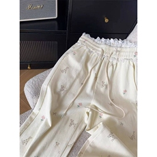 AK2384-p50美式小狗2026春季新款蕾丝拼接垂感显瘦直筒休闲裤子，女装休闲裤，星座617A-2