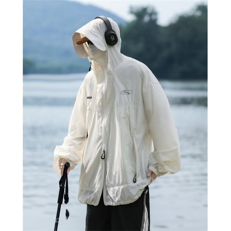 F336-P45夏季新款户外宽松轻薄冲锋衣夹克潮牌连帽防晒，男装防晒衣，星座512-6