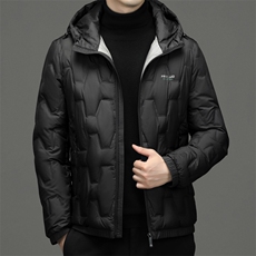 男士2023新款连帽羽绒服冬季中年商务休闲爸爸装加厚保暖外套，男装羽绒服，电商B212（原钱塘6029）