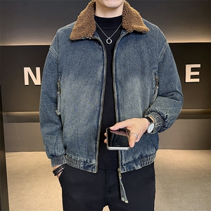 潮牌字母压花加绒加厚牛仔外套男冬装休闲男夹克B317/J619/P175图片