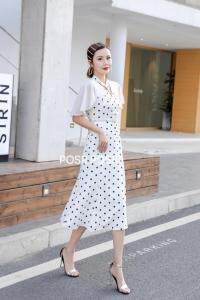 波点斗篷连衣裙??，女装连衣裙，珀莎