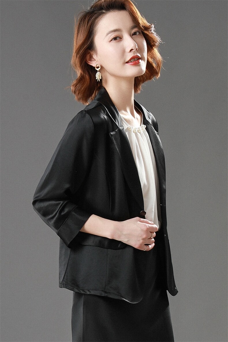 时尚显瘦夏季新款女装薄款小西装外套女短款气质百搭休闲西服上衣,女装西装,澳冬特羊绒
