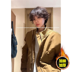 现货冬季美拉德立领飞行夹克廓形高街棒球服加棉加厚棉衣外套图片