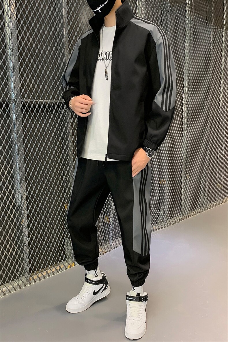 2021现货主推男士立领休闲运动夹克套装青少年外套D02,男装休闲套装,电商B226-2（原B217-2）
