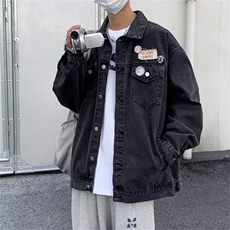 美式街头潮牌复古牛仔外套秋季款徽章宽松水洗男生休闲工装夹克，男装夹克，星座505-2（原电商A260-1)