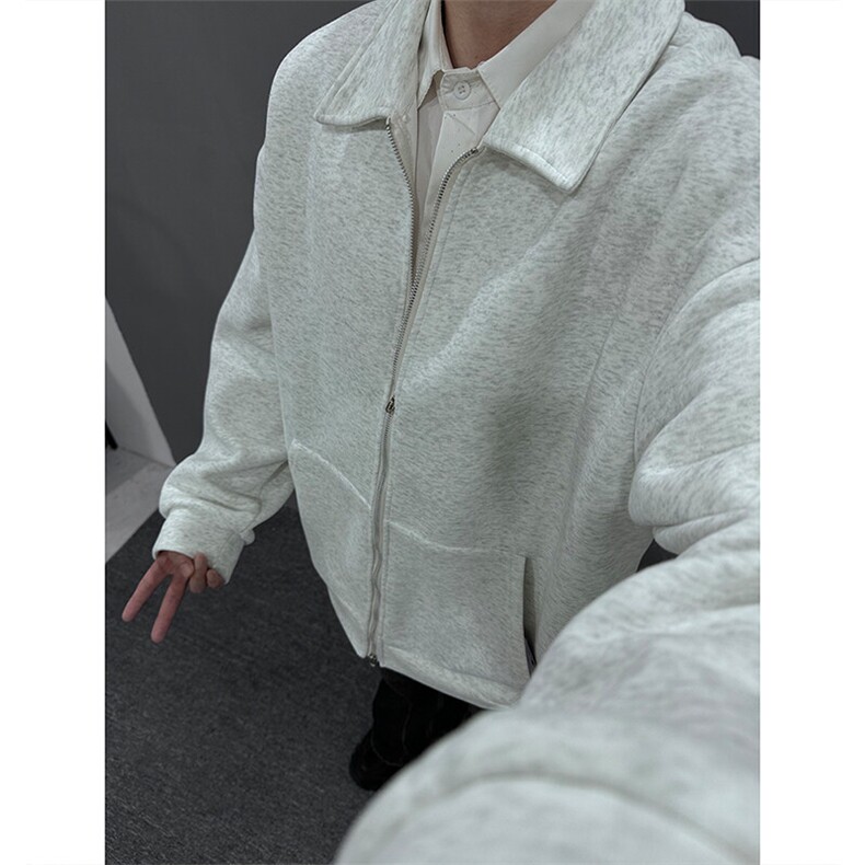 YK86030-P4550%棉50%聚酯纤维加厚420克重磅开衫卫衣外套,男装夹克,电商A086-1