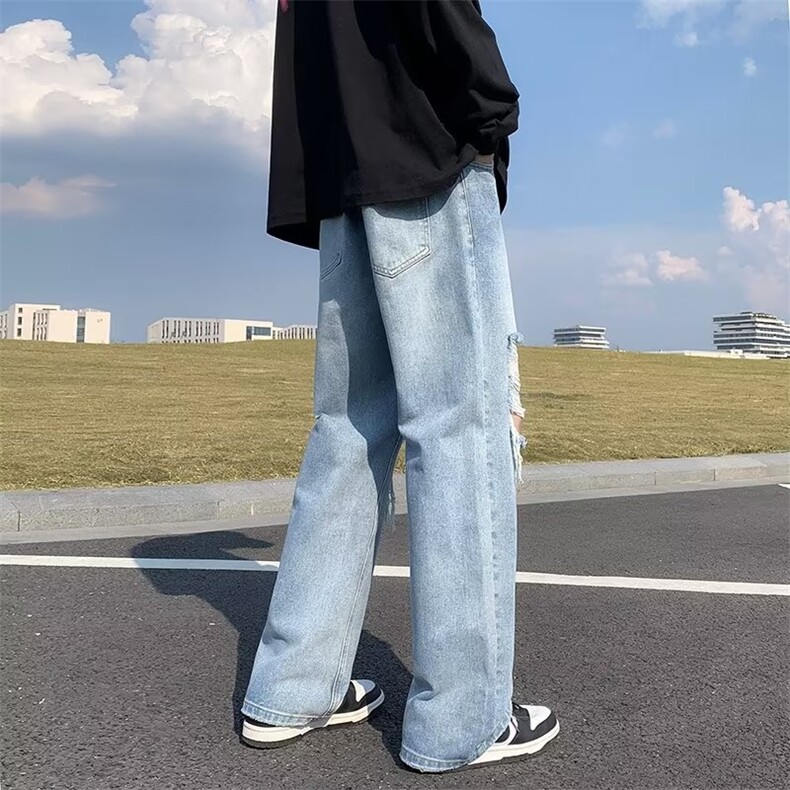 牛仔裤男秋季潮大码休闲裤子高街N9019P40,男装牛仔裤,星座1116-2