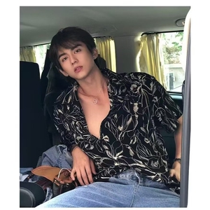 港风痞帅夏季花衬衫男夏威夷短袖潮流宽松休闲衬衣 CS522图片