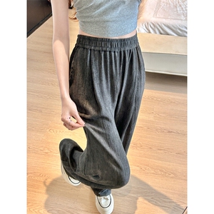 8XL-M 冰丝棉麻阔腿裤男防晒凉凉裤垂感直筒休闲扎染山本裤K9138图片