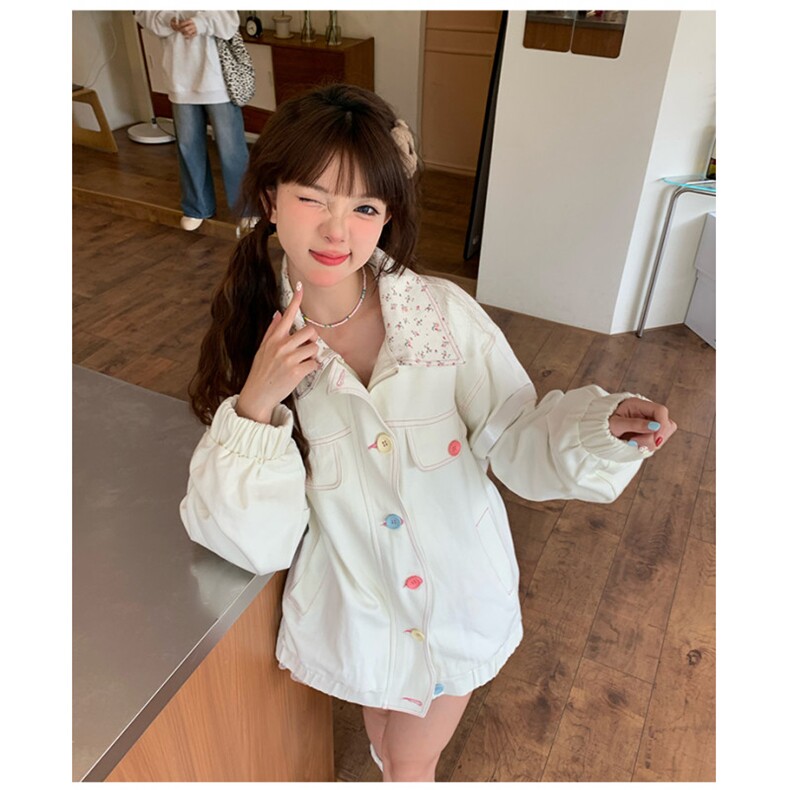 F241012-P88多巴胺韩系粉色夹克外套翻领拼色印花宽松棒球服上衣,女装短外套,星座617A-2