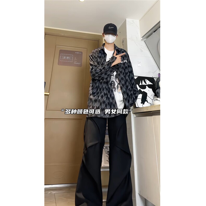 秋款时尚灯芯绒印花肌理感男士长袖衬衫情侣休闲衬衣CS613-特P40,男装衬衫,电商A006